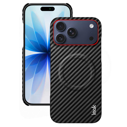 For iPhone 18 Pro imak Ruiyi Series Red Ring Carbon Fiber Texture Magnetic Phone Case - Black - EDA010182202A