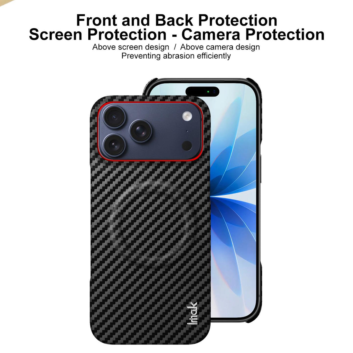 For iPhone 18 Pro imak Ruiyi Series Red Ring Carbon Fiber Texture Magnetic Phone Case - Black - EDA010182202A