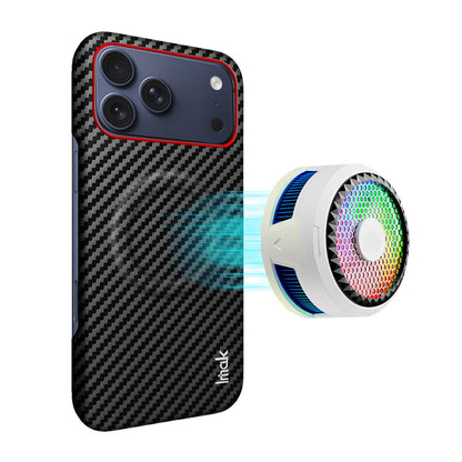 For iPhone 17 Pro Max imak Ruiyi Series Red Ring Carbon Fiber Texture Magnetic Phone Case - Black - EDA010182203A