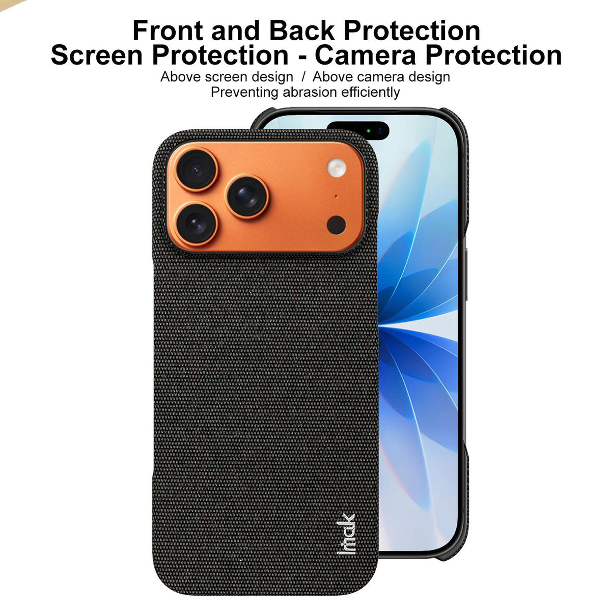 For iPhone 18 Pro imak Ruiyi Series Cloth Texture PU + PC Phone Case - Black - EDA010183002A