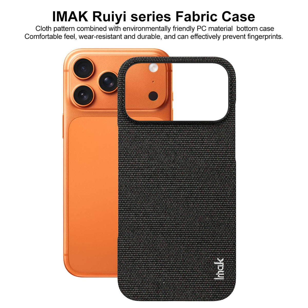 For iPhone 17 Pro imak Ruiyi Series Cloth Texture PU + PC Phone Case - Black - EDA010183004A