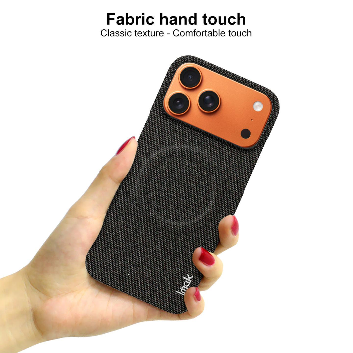 For iPhone 18 Pro Max imak Ruiyi Series Fabric Texture Magnetic Phone Case - Black - EDA010183101A