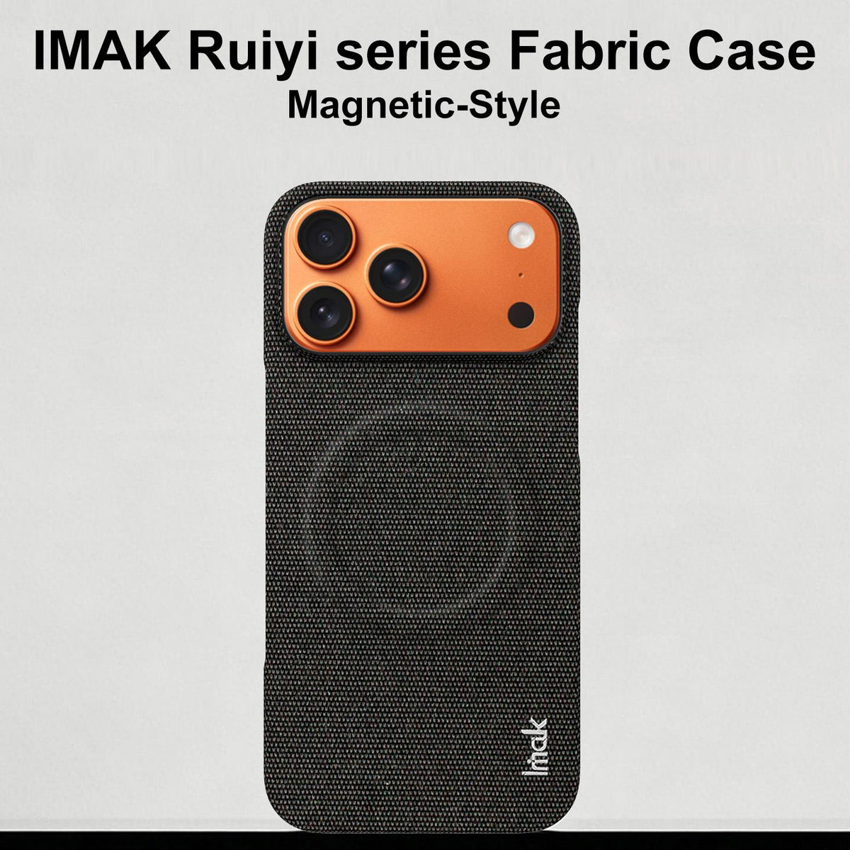For iPhone 17 Pro Max imak Ruiyi Series Fabric Texture Magnetic Phone Case - Black - EDA010183103A