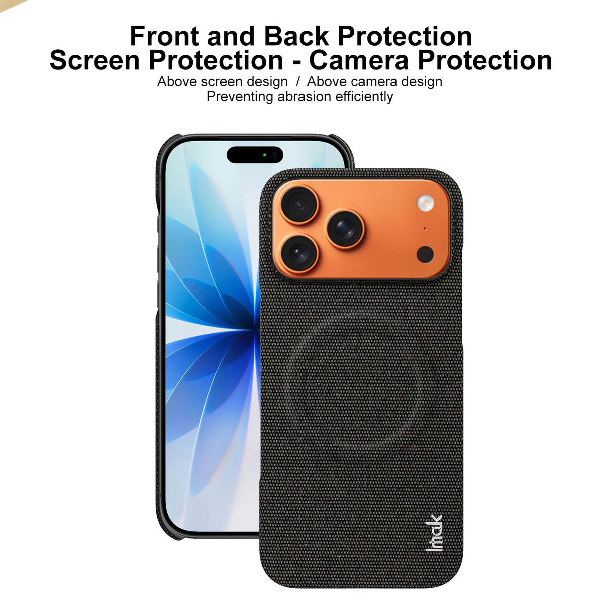 For iPhone 17 Pro imak Ruiyi Series Fabric Texture Magnetic Phone Case - Black - EDA010183104A