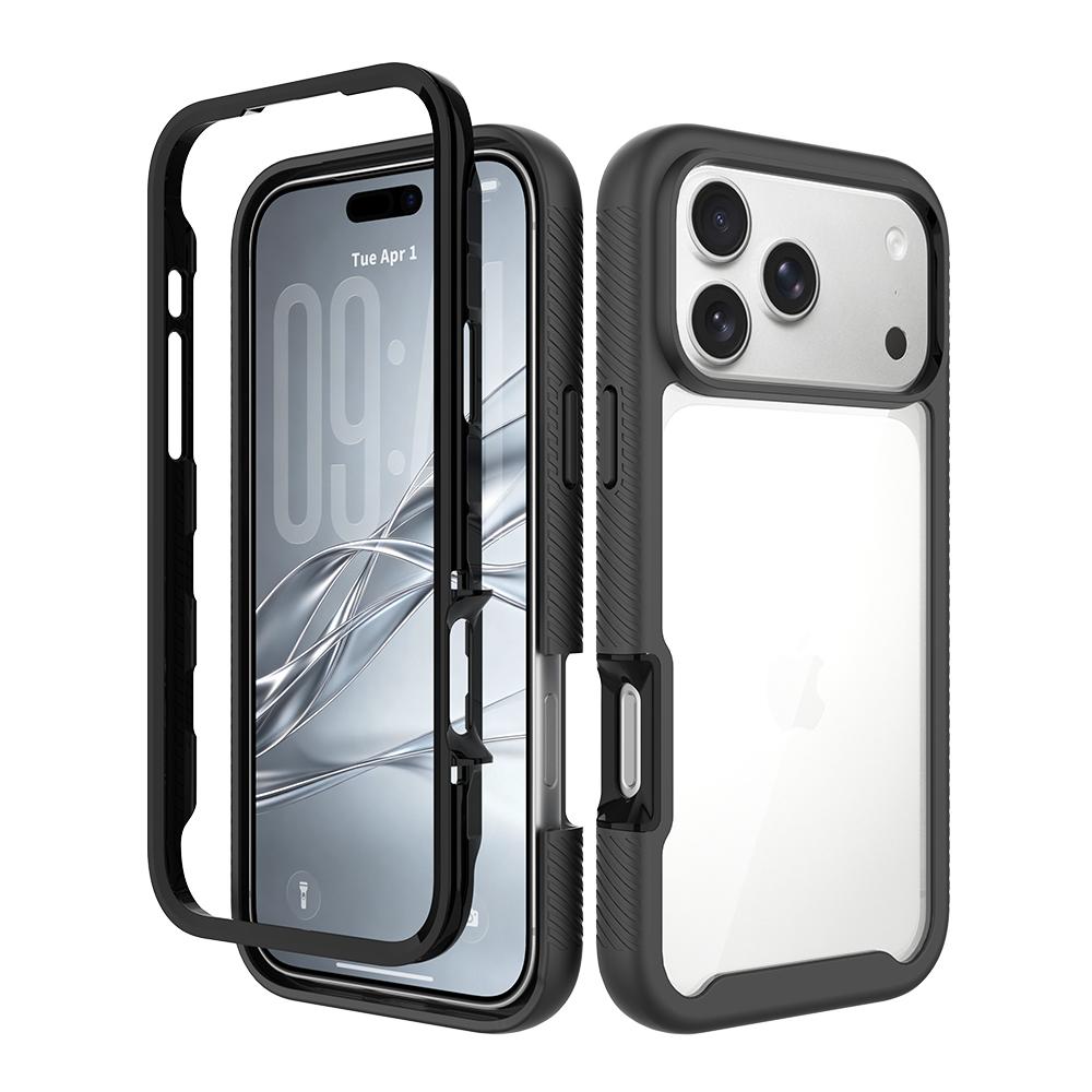 For iPhone 18 Pro Max Starry Sky Solid Color Shockproof TPU Clear PC Phone Case - Black - EDA010188101A