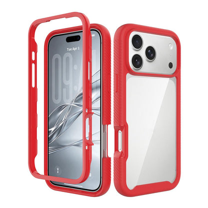 For iPhone 18 Pro Max Starry Sky Solid Color Shockproof TPU Clear PC Phone Case - Red - EDA010188101C
