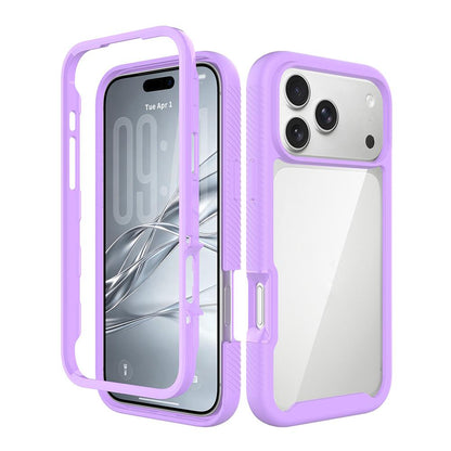 For iPhone 18 Pro Max Starry Sky Solid Color Shockproof TPU Clear PC Phone Case - Purple - EDA010188101D