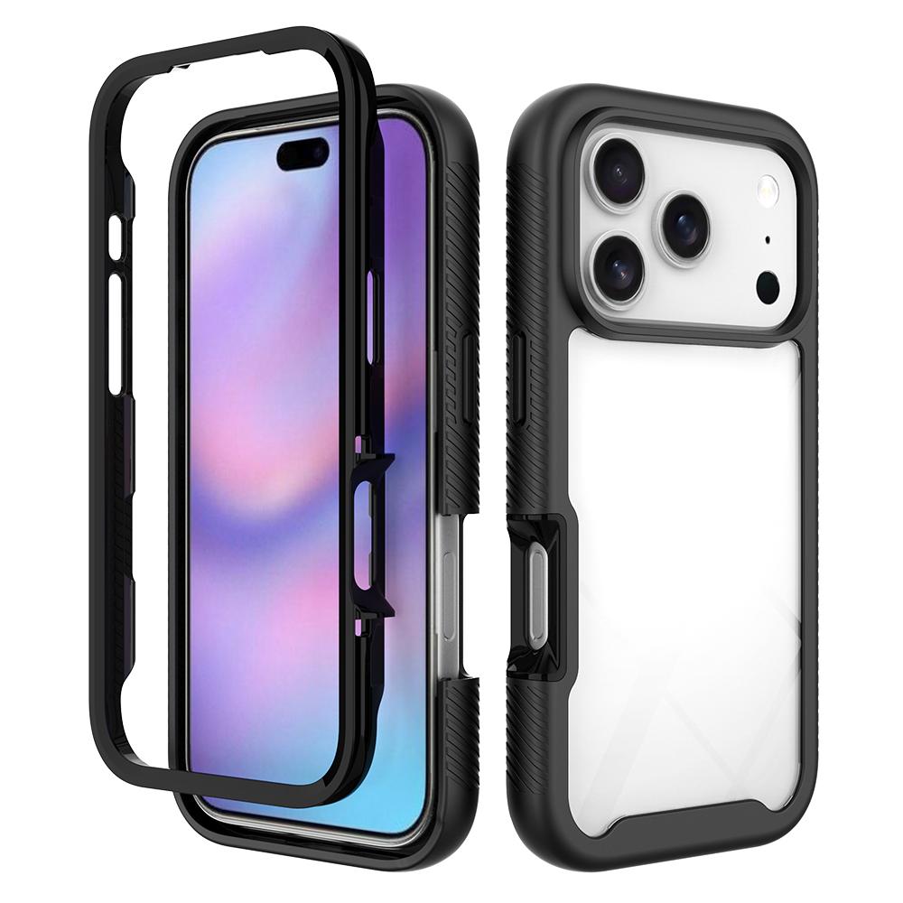 For iPhone 18 Pro Starry Sky Solid Color Shockproof TPU Clear PC Phone Case - Black - EDA010188102A