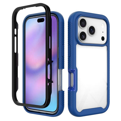 For iPhone 18 Pro Starry Sky Solid Color Shockproof TPU Clear PC Phone Case - Dark Blue - EDA010188102B