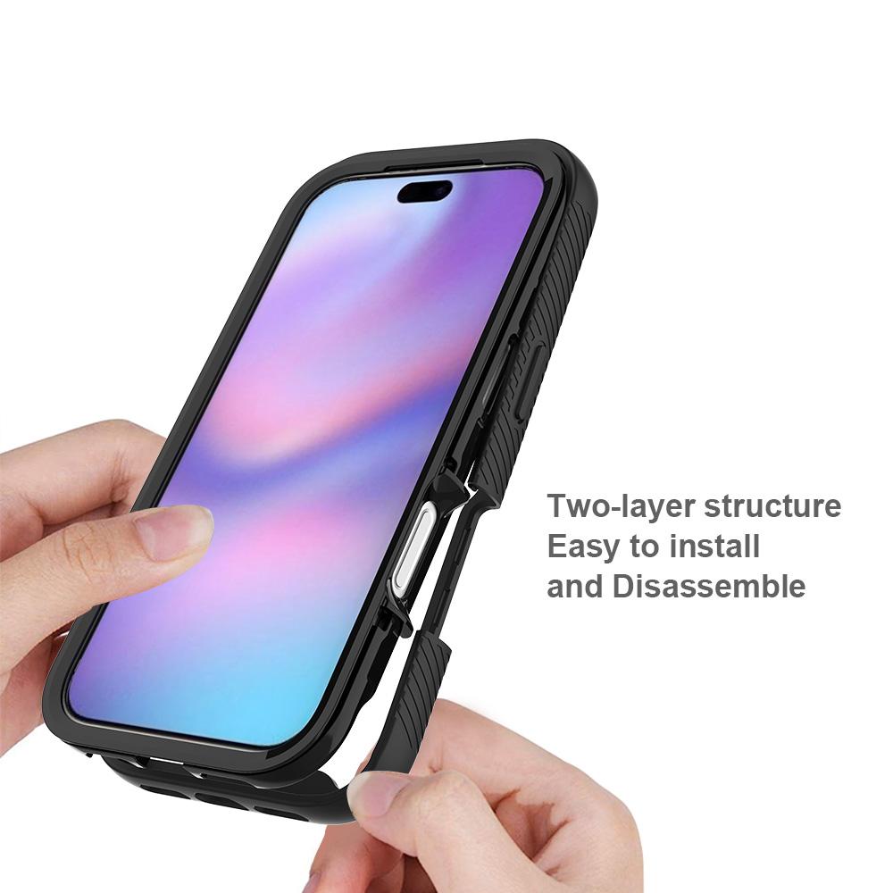 For iPhone 18 Pro Starry Sky Solid Color Shockproof TPU Clear PC Phone Case - Dark Blue - EDA010188102B