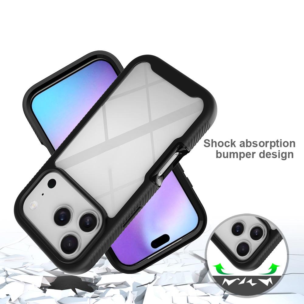 For iPhone 18 Pro Starry Sky Solid Color Shockproof TPU Clear PC Phone Case - Dark Blue - EDA010188102B