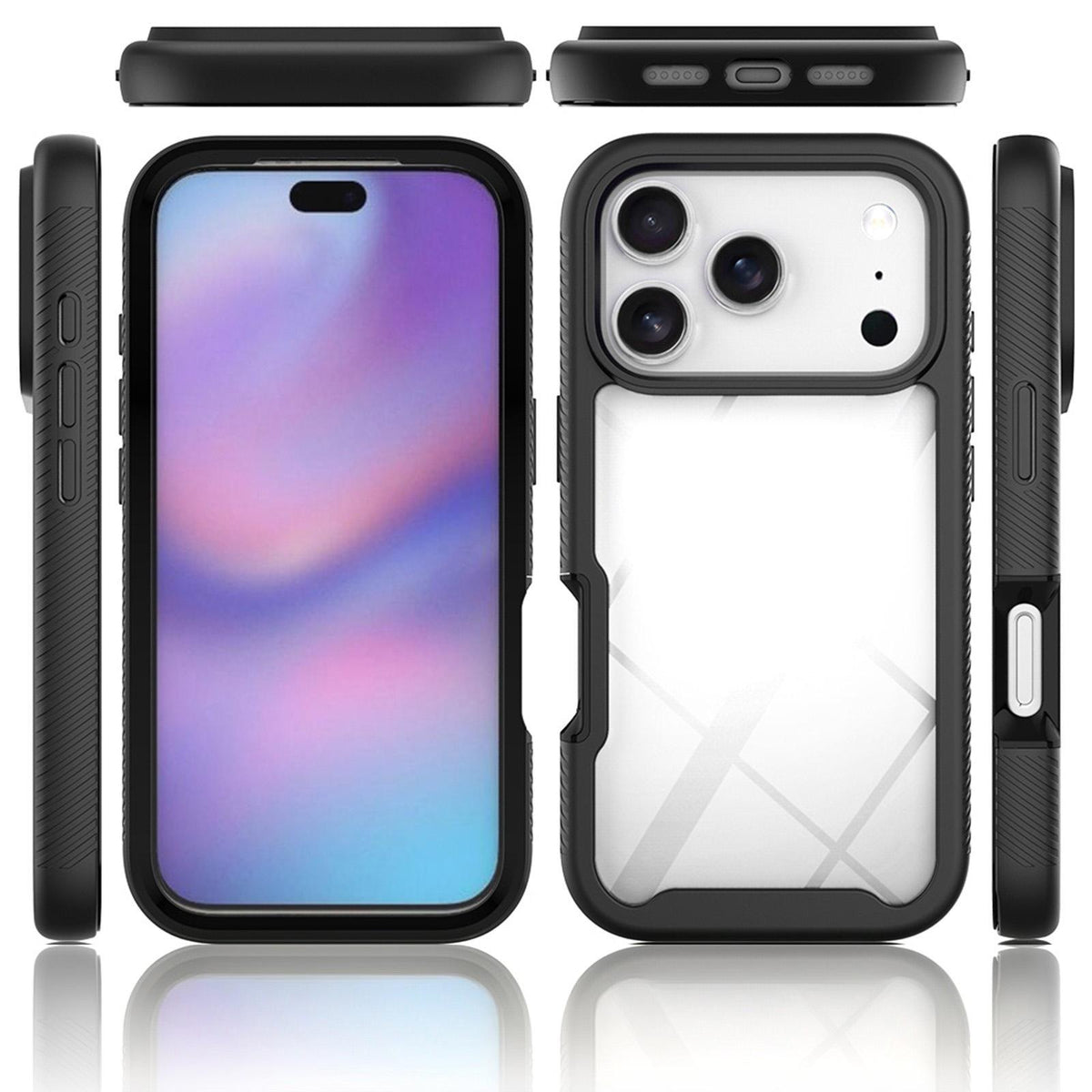 For iPhone 18 Pro Starry Sky Solid Color Shockproof TPU Clear PC Phone Case - Purple - EDA010188102D