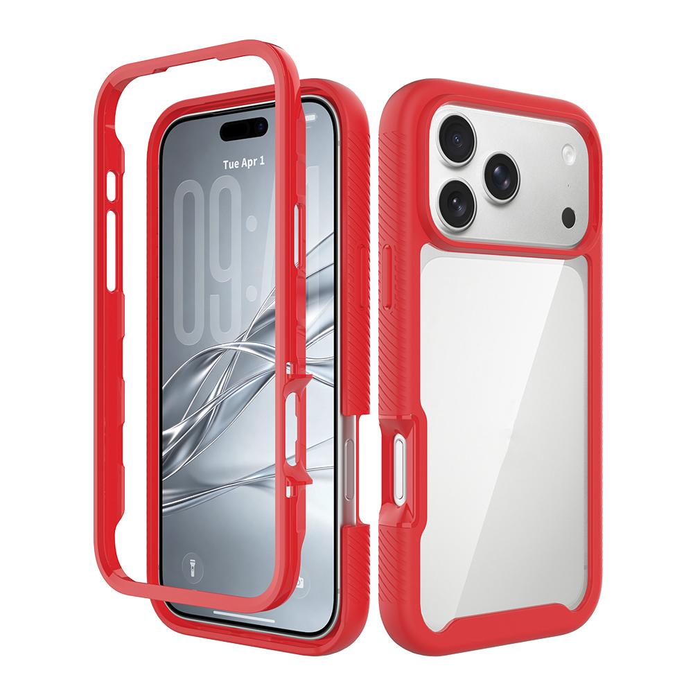 For iPhone 17 Pro Max Starry Sky Solid Color Shockproof TPU Clear PC Phone Case - Red - EDA010188103C