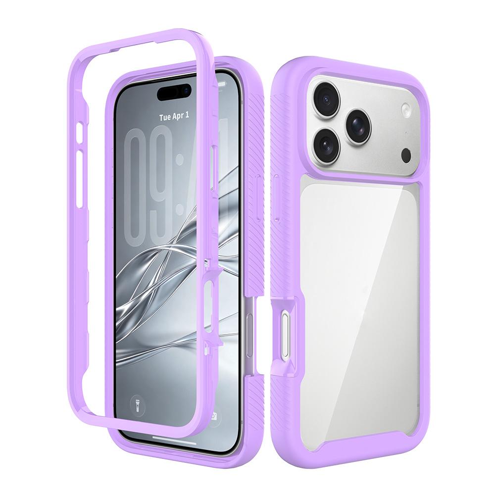 For iPhone 17 Pro Max Starry Sky Solid Color Shockproof TPU Clear PC Phone Case - Purple - EDA010188103D