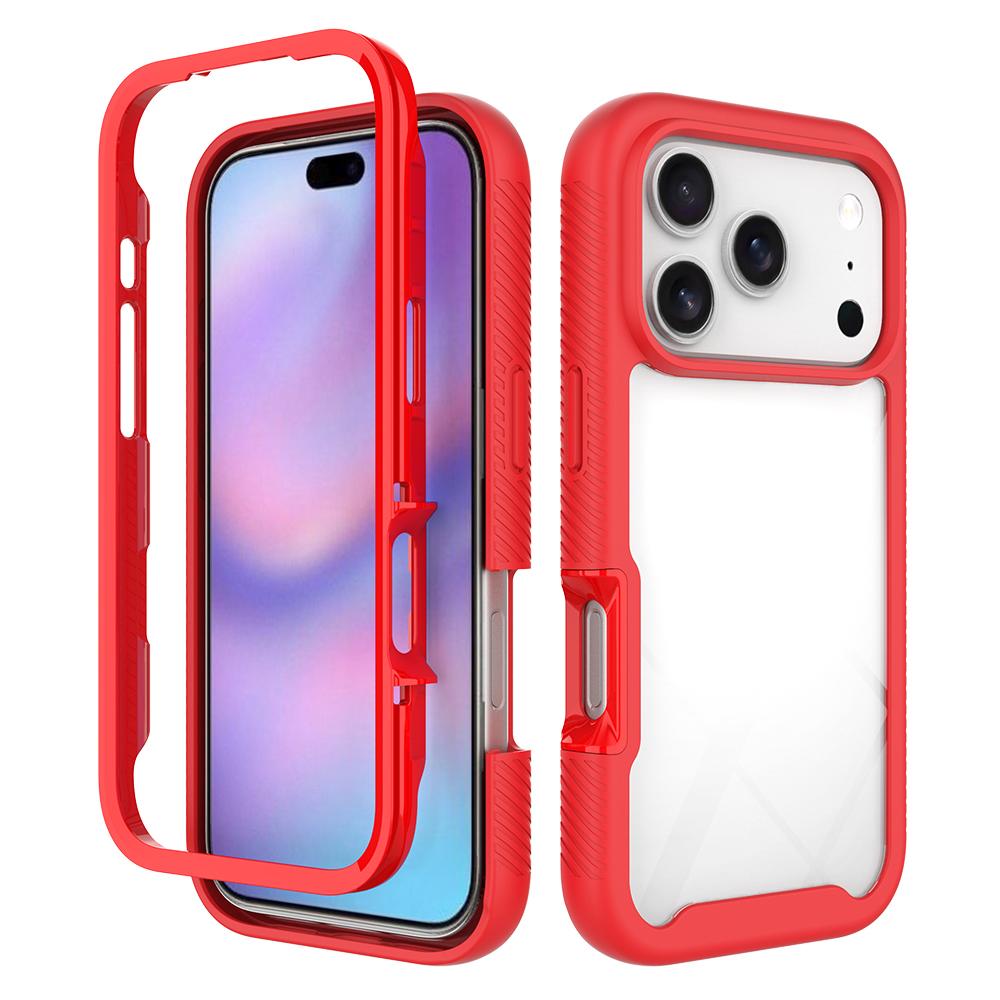 For iPhone 17 Pro Starry Sky Solid Color Shockproof TPU Clear PC Phone Case - Red - EDA010188104C