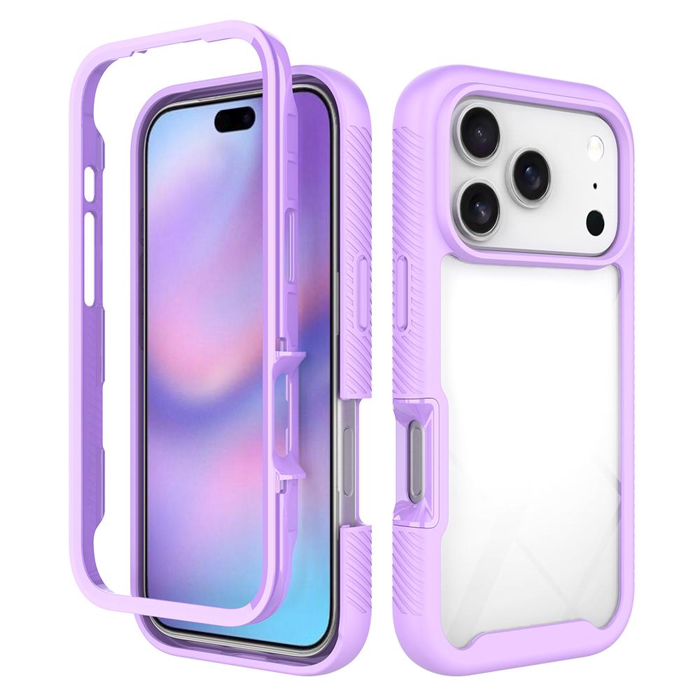 For iPhone 17 Pro Starry Sky Solid Color Shockproof TPU Clear PC Phone Case - Purple - EDA010188104D