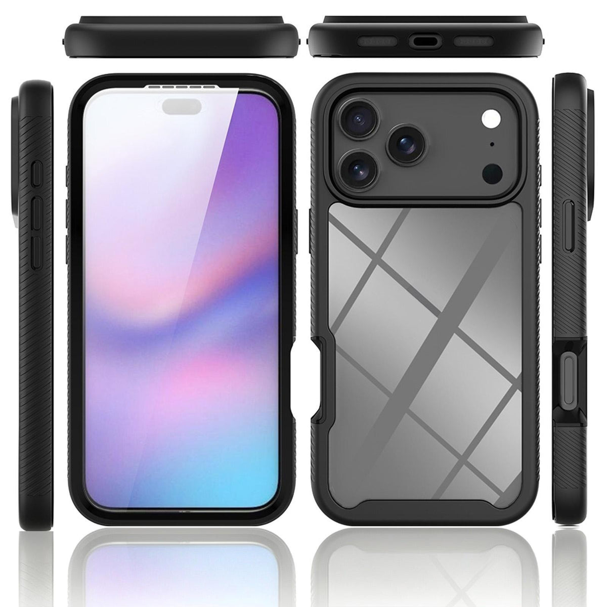 For iPhone 18 Pro Max Starry Sky Solid Color Series PC + TPU Phone Case with PET Film - Red - EDA010188201C