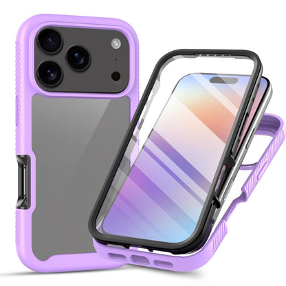 For iPhone 18 Pro Starry Sky Solid Color Series PC + TPU Phone Case with PET Film - Purple - EDA010188202D