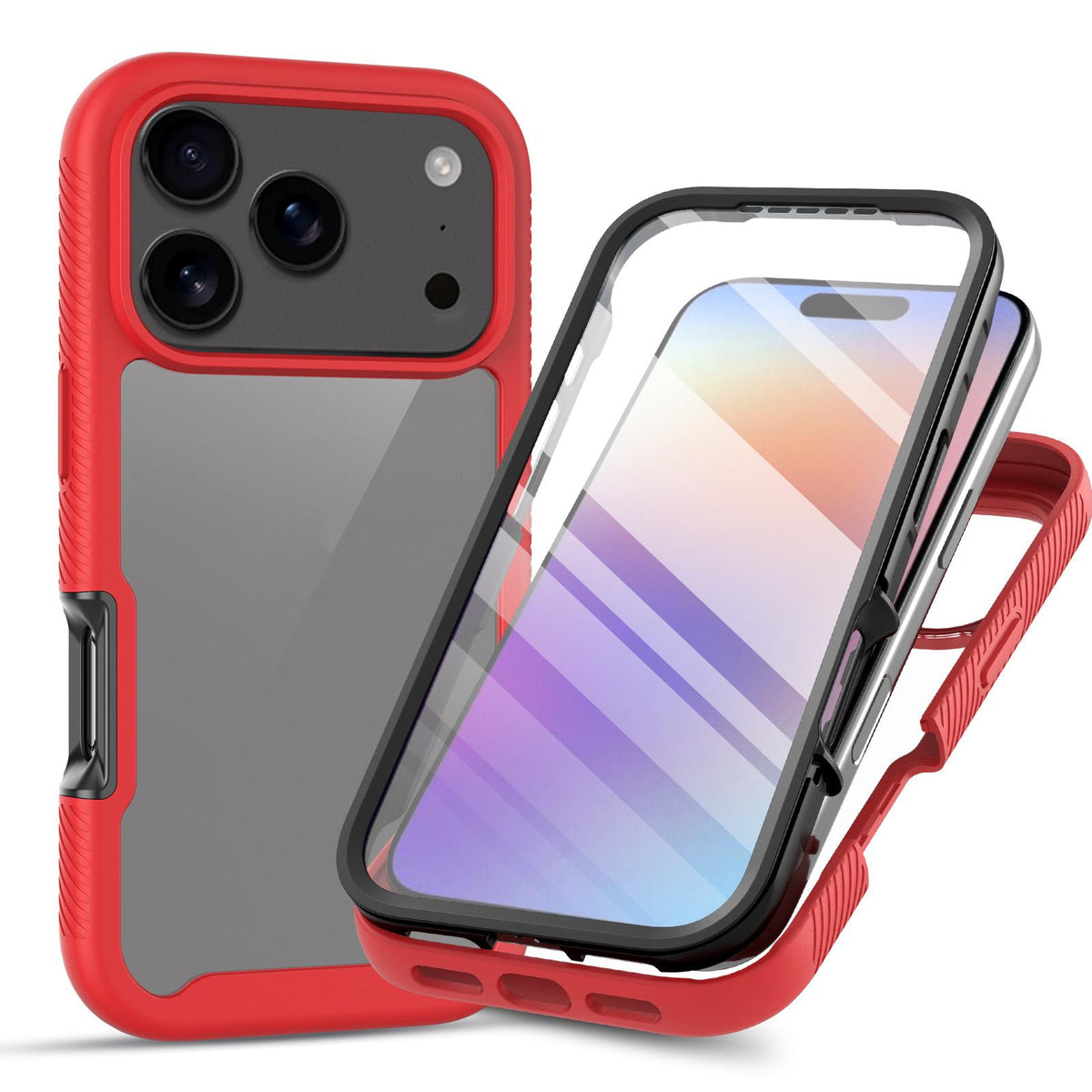 For iPhone 17 Pro Max Starry Sky Solid Color Series PC + TPU Phone Case with PET Film - Red - EDA010188203C