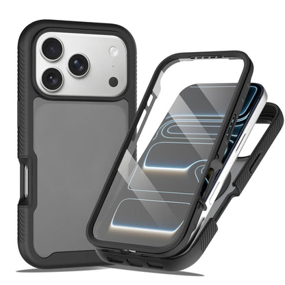 For iPhone 18 Pro Max Starry Sky Matte Two-Tone TPU Hybrid PC Phone Case with Screen Protector - Black - EDA010188302A