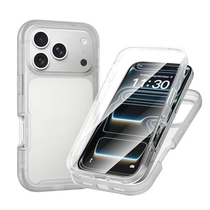 For iPhone 18 Pro Max Starry Sky Matte Two-Tone TPU Hybrid PC Phone Case with Screen Protector - Matte Transparent - EDA010188302F