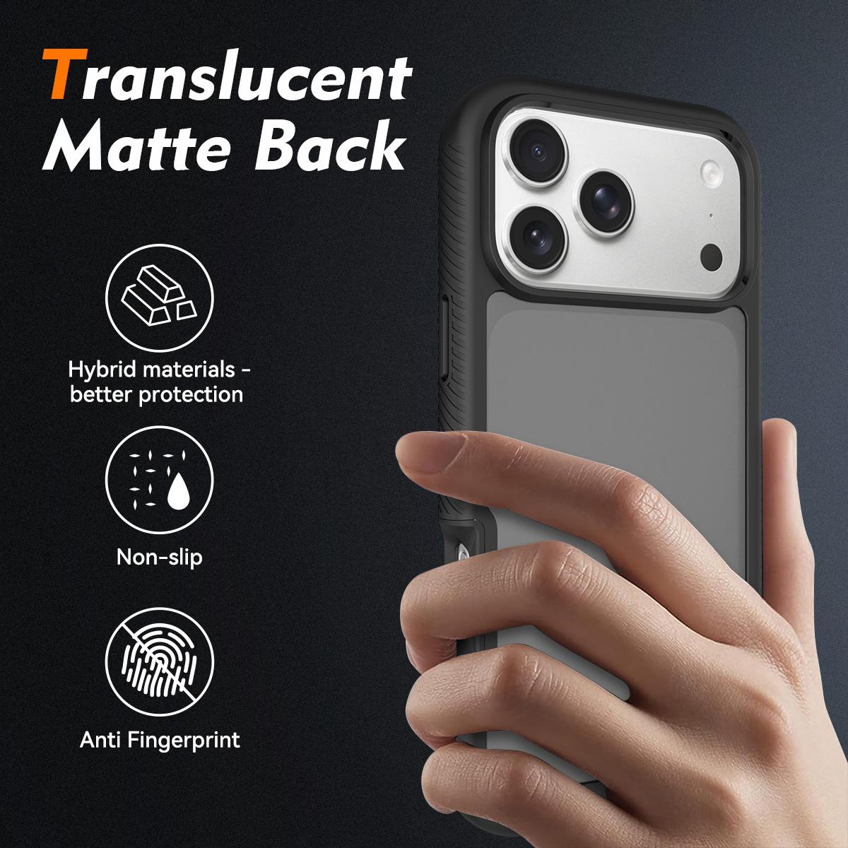 For iPhone 17 Pro Max Starry Sky Matte Two-Tone TPU Hybrid PC Phone Case with Screen Protector - Matte Transparent - EDA010188303F