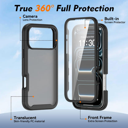 For iPhone 17 Pro Max Starry Sky Matte Two-Tone TPU Hybrid PC Phone Case with Screen Protector - Matte Transparent - EDA010188303F