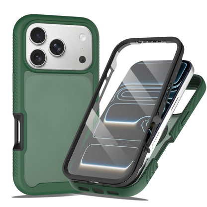 For iPhone 17 Pro Starry Sky Matte Two-Tone TPU Hybrid PC Phone Case with Screen Protector - Green - EDA010188304C