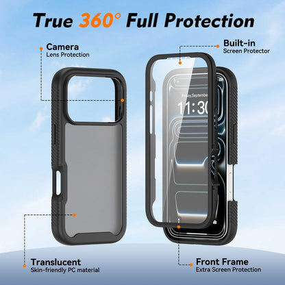 For iPhone 17 Pro Starry Sky Matte Two-Tone TPU Hybrid PC Phone Case with Screen Protector - Purple - EDA010188304D