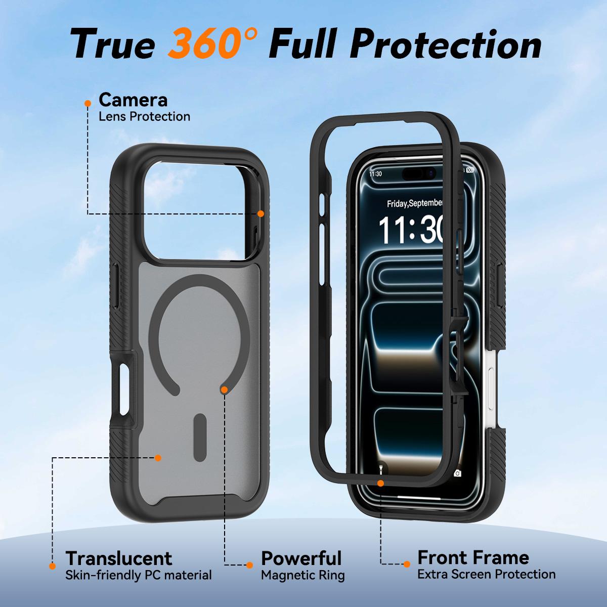 For iPhone 18 Pro Starry Sky Matte Magnetic TPU Hybrid PC Phone Case - Black - EDA010188401A