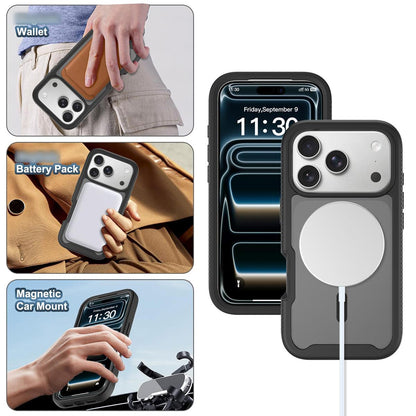 For iPhone 18 Pro Starry Sky Matte Magnetic TPU Hybrid PC Phone Case - Black - EDA010188401A