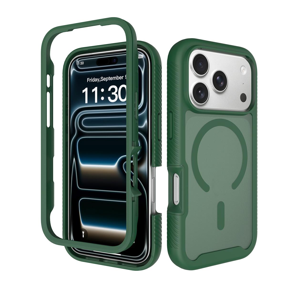For iPhone 18 Pro Starry Sky Matte Magnetic TPU Hybrid PC Phone Case - Green - EDA010188401C