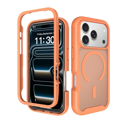 For iPhone 18 Pro Starry Sky Matte Magnetic TPU Hybrid PC Phone Case - Orange - EDA010188401E