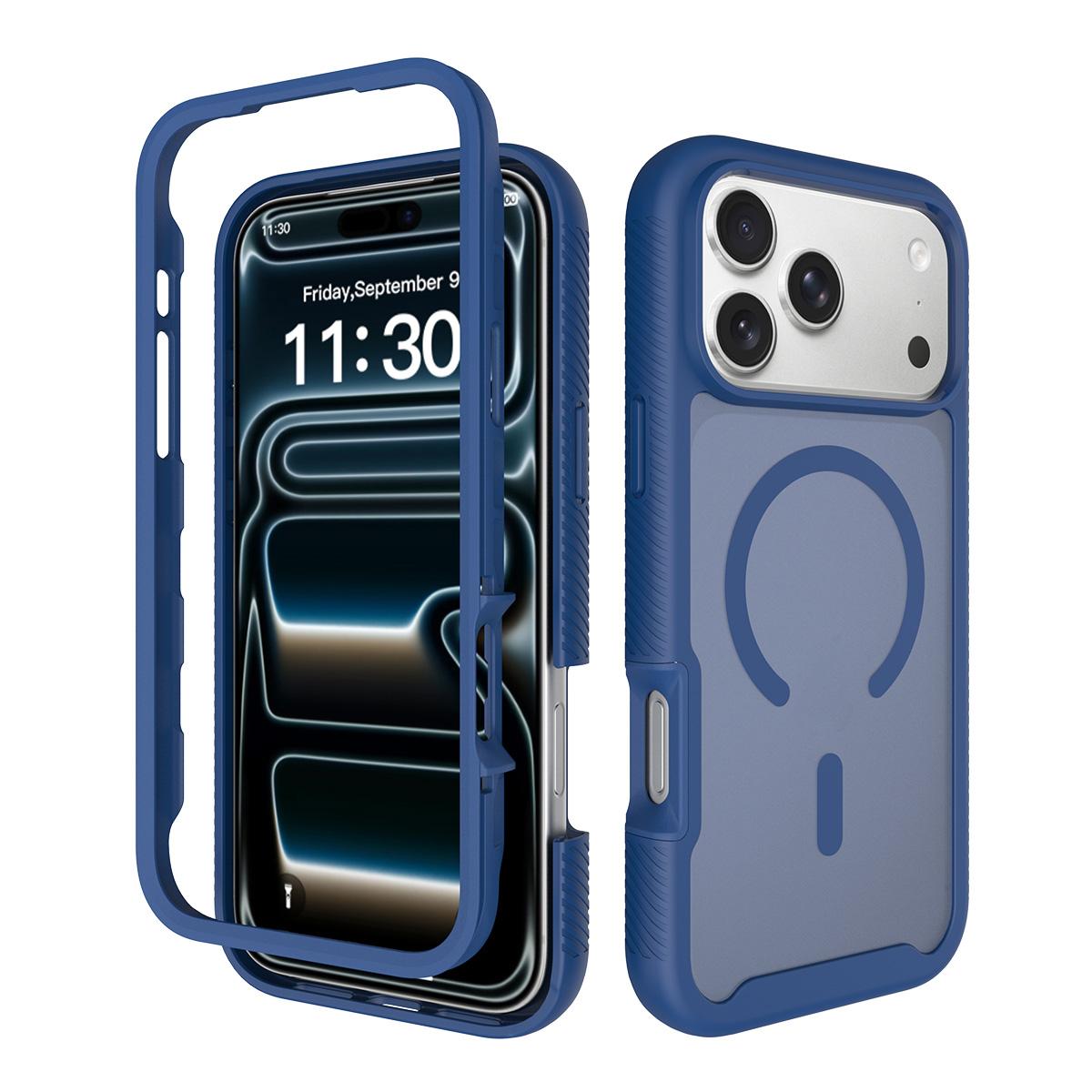 For iPhone 18 Pro Max Starry Sky Matte Magnetic TPU Hybrid PC Phone Case - Blue - EDA010188402B