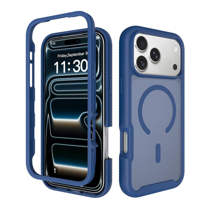 For iPhone 18 Pro Max Starry Sky Matte Magnetic TPU Hybrid PC Phone Case - Blue - EDA010188402B