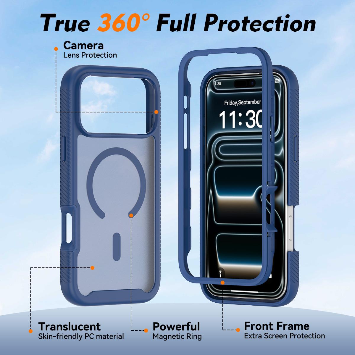 For iPhone 18 Pro Max Starry Sky Matte Magnetic TPU Hybrid PC Phone Case - Blue - EDA010188402B