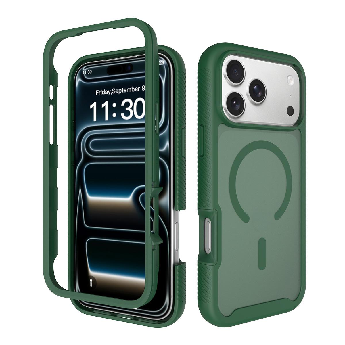 For iPhone 18 Pro Max Starry Sky Matte Magnetic TPU Hybrid PC Phone Case - Green - EDA010188402C