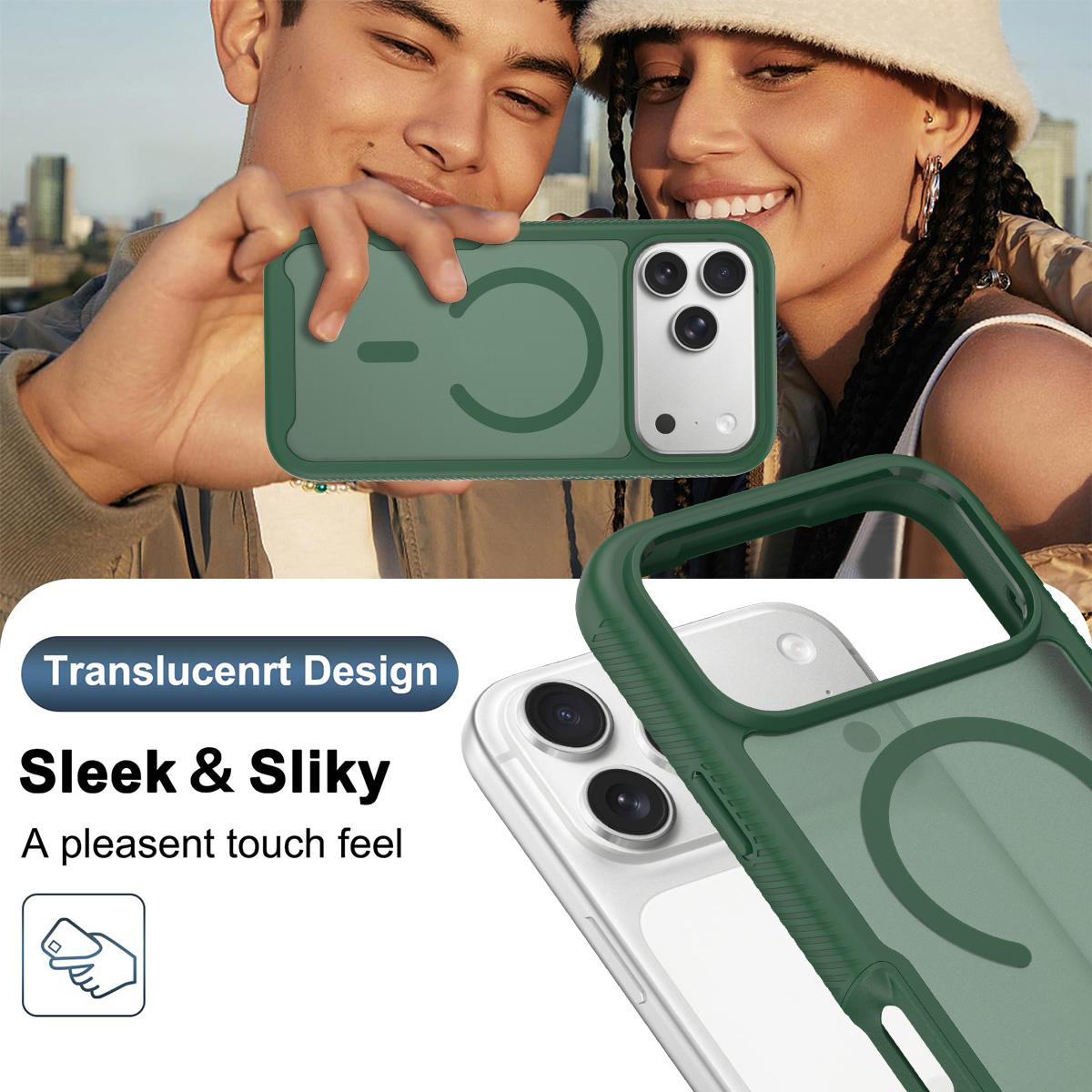 For iPhone 18 Pro Max Starry Sky Matte Magnetic TPU Hybrid PC Phone Case - Green - EDA010188402C
