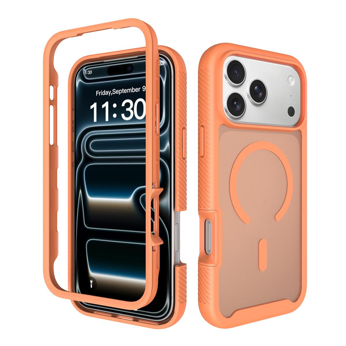 For iPhone 18 Pro Max Starry Sky Matte Magnetic TPU Hybrid PC Phone Case - Orange - EDA010188402E