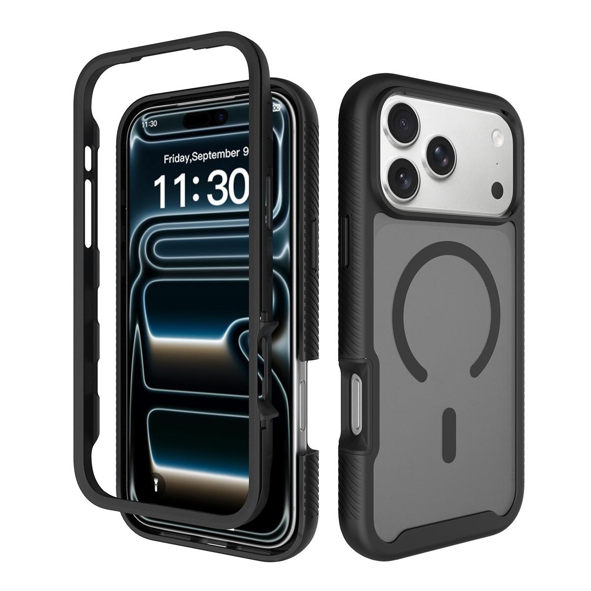 For iPhone 17 Pro Max Starry Sky Matte Magnetic TPU Hybrid PC Phone Case - Black - EDA010188403A