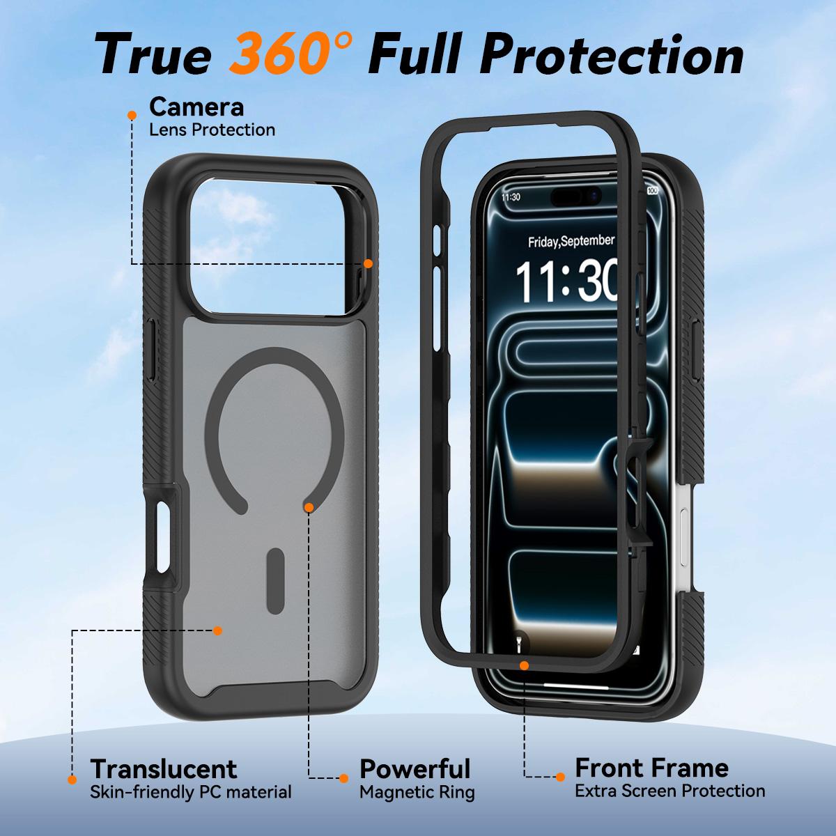 For iPhone 17 Pro Max Starry Sky Matte Magnetic TPU Hybrid PC Phone Case - Black - EDA010188403A