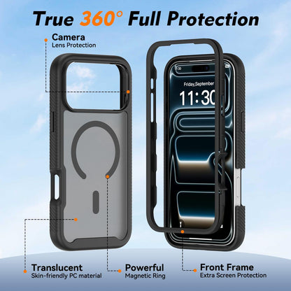 For iPhone 17 Pro Max Starry Sky Matte Magnetic TPU Hybrid PC Phone Case - Black - EDA010188403A