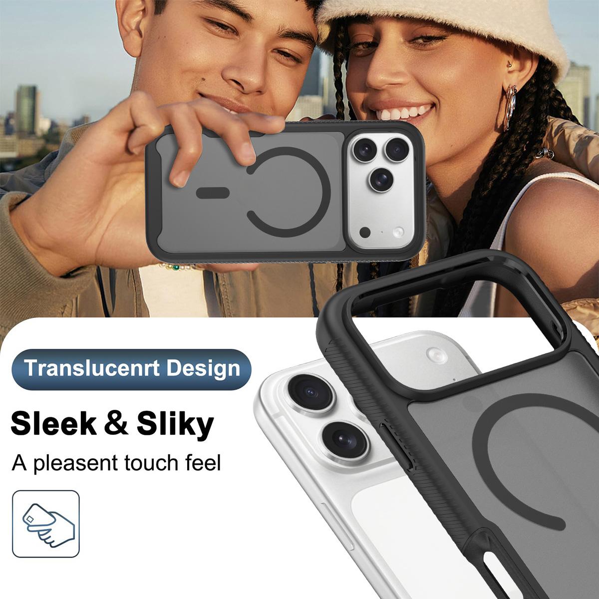 For iPhone 17 Pro Max Starry Sky Matte Magnetic TPU Hybrid PC Phone Case - Black - EDA010188403A