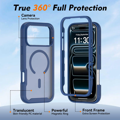 For iPhone 17 Pro Max Starry Sky Matte Magnetic TPU Hybrid PC Phone Case - Blue - EDA010188403B