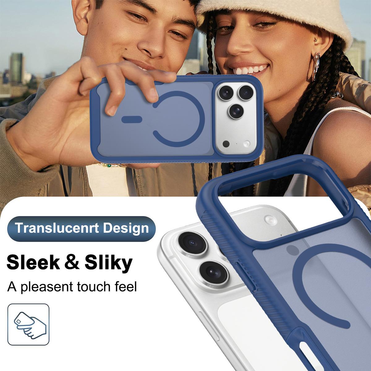 For iPhone 17 Pro Max Starry Sky Matte Magnetic TPU Hybrid PC Phone Case - Blue - EDA010188403B