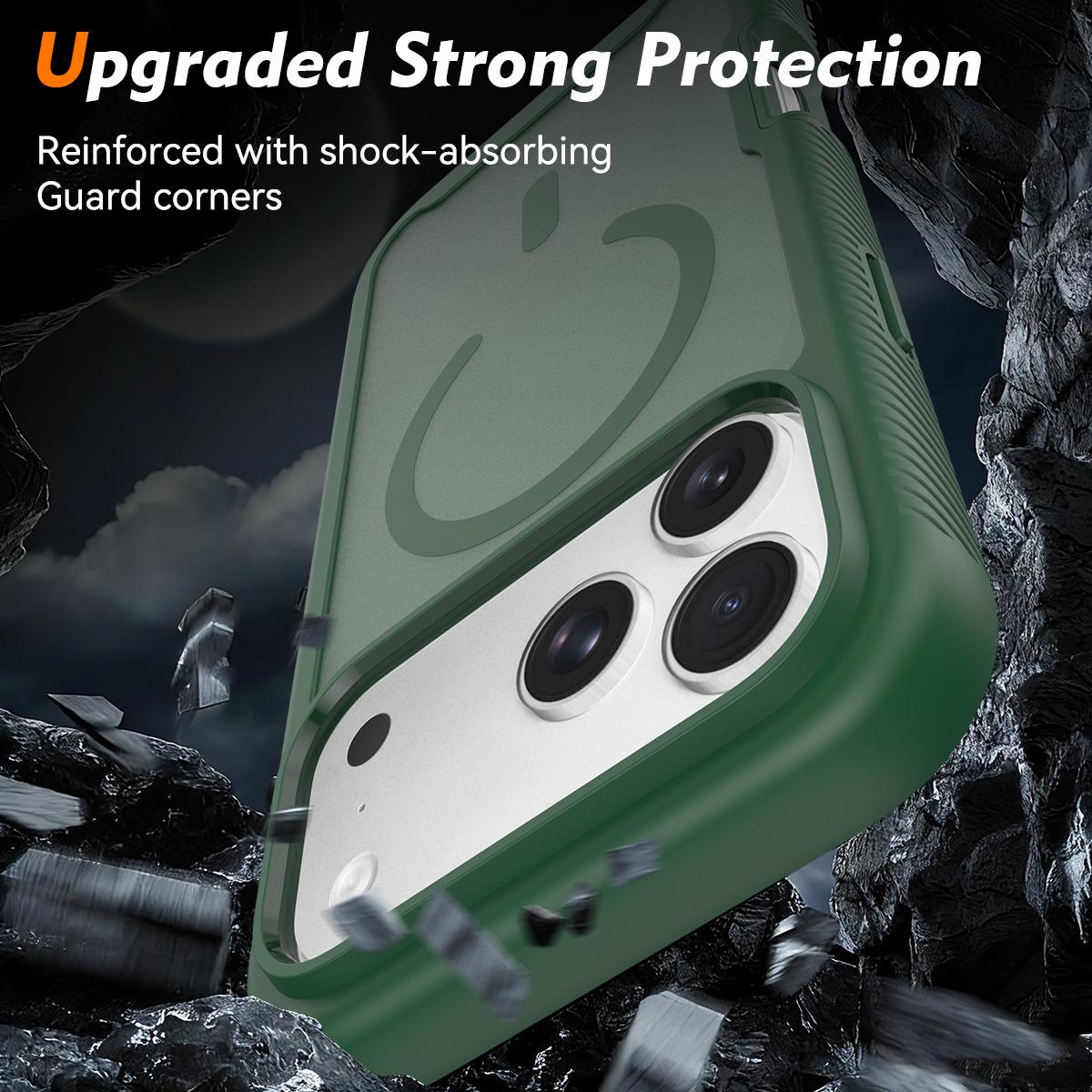 For iPhone 17 Pro Max Starry Sky Matte Magnetic TPU Hybrid PC Phone Case - Green - EDA010188403C