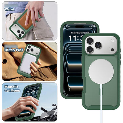 For iPhone 17 Pro Max Starry Sky Matte Magnetic TPU Hybrid PC Phone Case - Green - EDA010188403C