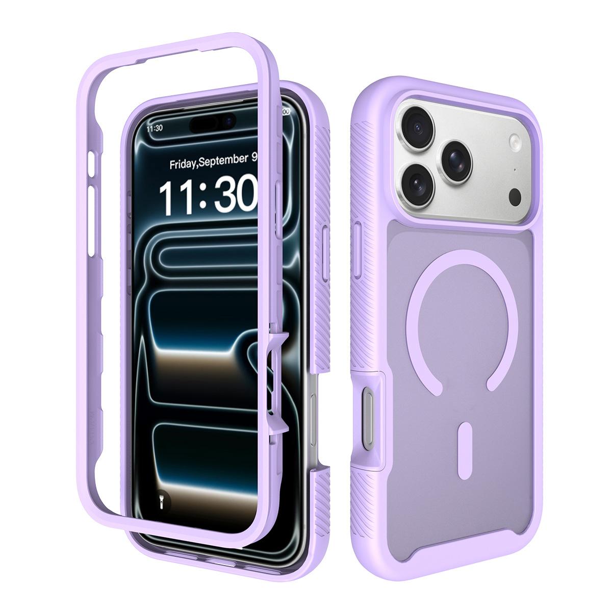 For iPhone 17 Pro Max Starry Sky Matte Magnetic TPU Hybrid PC Phone Case - Purple - EDA010188403D