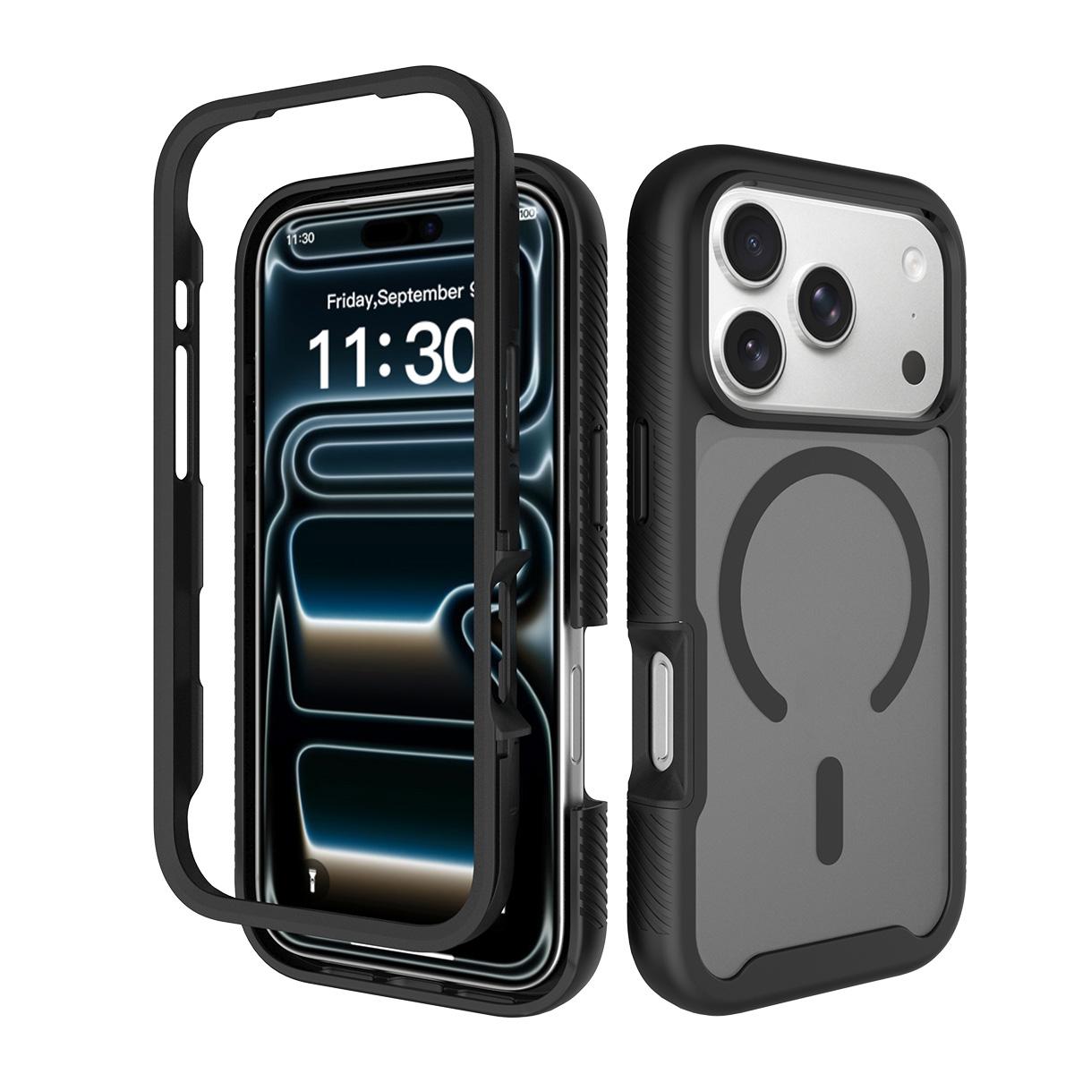 For iPhone 17 Pro Starry Sky Matte Magnetic TPU Hybrid PC Phone Case - Black - EDA010188404A