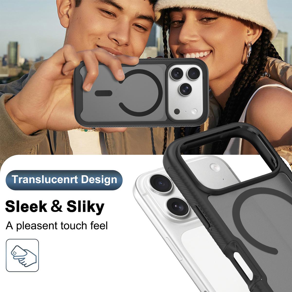 For iPhone 17 Pro Starry Sky Matte Magnetic TPU Hybrid PC Phone Case - Black - EDA010188404A